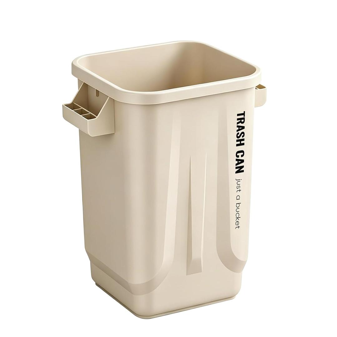 Kitchen Trash Can, Plastic Square Trash bin, 8 Gallon,White