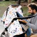 Baby Car Seat Cover for Boy, Minky Warm Winter Car Seat Covers for Babies, Peekaboo Opening Infant Car Seat Cover, Nursing Cover Carseat Canopy, Cute Dinosaur