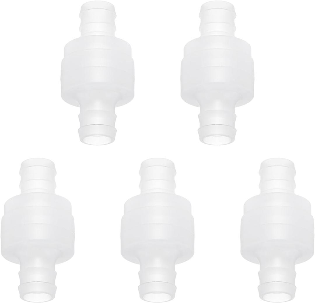 uxcell 5 Pcs Non Return Check Valves, 5/8" (15mm) Dia One Way Inline Hose Connector PP Plastic Hose Barb for Gas Liquid Air Water Tank Pump