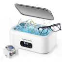 Ultrasonic Jewelry Cleaner, 48kHz Professional Ultrasonic Cleaner Machine with 24oz Large Capacity Tank & 3 Timer Setting, Sonic Machine for Eyeglasses, Rings, Earring, Dentures, Retainers (White)