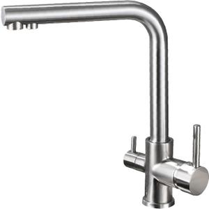 HUAHUALALA Kitchen Sink Faucet with 2 Handle 3 in 1 Water Filter Purifier Swivel Faucets, Brass Drinking Water Faucet Reverse Osmosis Faucet,Brushed Nickel