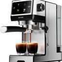 20Bar Espresso Machine with Hot & Rapid Cold Brew, Stainless Steel Coffee Makers, Cappuccino Latte Machine with Milk Frother Steam Wand for Home, 45oz Removable Water Tank, Touchscreen, Silver