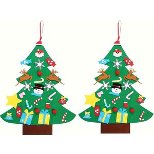 Topnradym DIY Felt Christmas Tree with Ornaments, 3ft Felt Christmas Tree for Xmas Gifts and Christmas Door Wall Hanging Decor (2PACK)