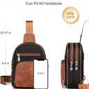 FADEON Sling Bags for Women Crossbody Bags, Designer PU Leather Sling Purse Multi-Pocket Packs with Card Slot Black Brown
