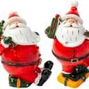 Christmas Miniature Figurines, 4PCS Mini Christmas Santa Claus Ornaments Christmas Miniature Ornament Resin Santa Figurines for Xmas Santa Claus Decoration Christmas Party Supplies