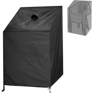 Stacking Chair Cover, 420D Patio Chair Cover, Outdoor Patio Furniture Covers for Stacked Chairs, Outdoor Lawn Dining Chair Covers 1 Pack (28" W x 28" D x 49" H) (Black)
