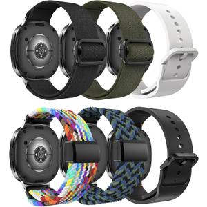 Tensea 6 Pack Bands Compatible with Samsung Galaxy Watch 8 40mm 44mm 8 Classic 46mm Band Accessories, Elastic Nylon Sport Loop Strap/Magnetic Braided Wristband/Soft Silicone Watchband for Men Women