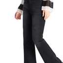 Petite Women's 24"/26"/28"/30" Stretch Flare Jeans High Waisted Curvy Bootcut Denim Pants (X-Large, Black)