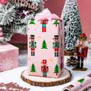 Retrify Nutcracker Christmas Wrapping Paper Roll, 17 Inches x 32.8 Feet Pink Gift Wrap for New Year Holiday, Christmas Tree/Snowflake/Star Design