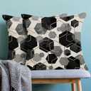 Boho Black Pillow Covers 18x18 Inch Abstract Black Gold Geometric Throw Pillow Covers Set of 2 Modern Art Pillow Cases Outdoor Decor for Living Room Bedroom Linen Square Cushion