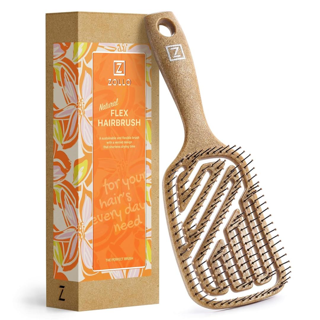 Zollo Flexible Hair Brush - for Women, Men, Kids; Detangle Wet or Dry Hair, Pain-Free! Suitable for All Hair Types