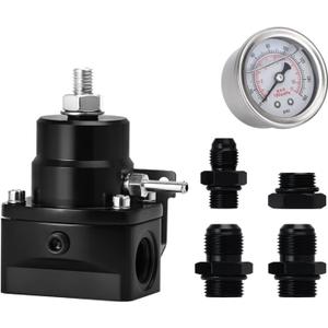 EFI Fuel Pressure Regulator Kit with Bypass Return 0-100psi Pressure Gauge AN6-6AN Fuel Line Hose Fitting Connectors Kit Adjustable Universal Aluminum
