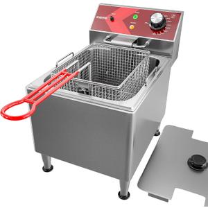 EGGKITPO Deep Fryer with Basket Commercial 12L Electric Countertop Fryer Stainless Steel Deep Fryers for Restaurant Home Use with Extra Large Frying Basket and Lid, 120V, 1800W