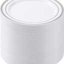 100PCS White Plastic Plates for Party, 7 Inch Heavy Duty Dinner Plates with Silver Rim, Disposable Plates for Wedding and Birthday (White Silver)