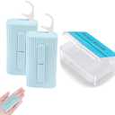 Holy rose Portable Dental Floss Picks Dispenser 2 Box, Travel Floss Case with Adult Floss Sticks 80 Count, Portable Flosser Toothpick Perfect for Home, Travel Cleaning Teeth, Tool for Oral Care (Blue)