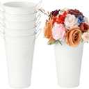 Flower Bucket for Flower Bar, 6 Pcs 10.2 Inch Metal Vases with Handles, Leak-Proof White French Buckets for Wedding Centerpieces, Farmhouse Party & Rustic Home Decor