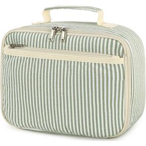 Bluboon Kids Girls Lunch Bag Insulated Lunch Box for school Corduroy Lunch Cooler Organizer School Kids Lunch Tote (Stripes green)