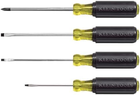 Klein Tools 85484 Screwdriver Set, Made in USA, Mini Slotted and Phillips Screwdrivers with Tip-Ident and Premium Chrome Plated Shafts, 4-Piece
