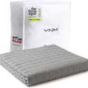 YnM Cotton King Size Weighted Blanket for Adults (88x104 Inches, 25 Pounds, Light Grey), Smallest Compartments with Cooling Glass Beads,Heavy Blanket for Two Persons of 110~190lbs on Queen or King Bed