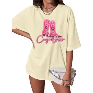 Oversized Western Cowgirl Shirts for Women Country Music Rock Band Tshirt, 2XL