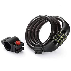 Titanker Bike Lock Cable, Bike Locks Cable Basic Self Coiling Combination Cable Bike Locks with Complimentary Mounting Bracket, 1/2 Inch Diameter