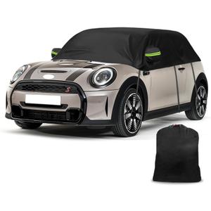 Half Car Cover Compatible with 2000-2024 Mini Cooper/S/Hardtop 2 Dr, Hail Protector Car Cover for Windproof Dustproof UV Resistant Protect Your Windshield and Roof (Black)