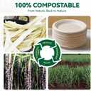 JOLLY CHEF 100% Compostable Small Paper Plates, 200 Pack 6 Inch Heavy Duty Dessert Plates, Disposable Biodegradable Eco-Friendly Sugarcane, Bulk Nature