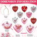12 Pcs 3.2" Large Valentine's Day Heart Ornaments for Tree 6 Styles, Red Pink Silver Glitter Hanging Decorations with Sweet Love Words Shatterproof for Galentines Day Wedding Party Supplies