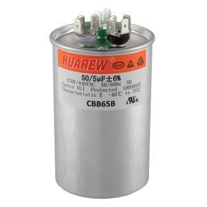 50/5 uF 50+5 MFD 6% 370V/440V CBB65B AC Capacitor Dual Run Round Capacitor Replacement 50 5 uF MFD 370 440 Volt VAC for AC Unit Fan Motor Start or Heat Pump or Condenser Straight Cool