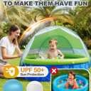 Foldable Kiddie Pool with Canopy and 20 Ocean Balls: 47in for Baby Toddler Kids- Summer Water Play Pool with Sprinkler and Shade - Portable for Outdoor Backyard Beach (Blue and Green)