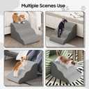 Pet Stairs for Small Dogs and Cats, Comfortable Curved Design with Waterproof Cover, High-Density Foam Steps for Beds or Sofas, Durable and Lightweight, 3-Layer, 21.7x15.7x13.8 Inches Grey