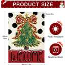 Artscope Welcome Bow Tree Christmas Garden Flag 12x18 Inch Double Sided, Polka Dot Seasonal Outdoor Winter Xmas Flag for Yard Farmhouse Holiday Decoration-Beige