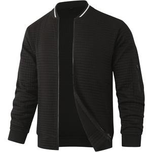 HOOD CREW Mens Lightweight Casual Jackets Varsity Bomber Jacket Coat with Zipper (Black, XXXL)