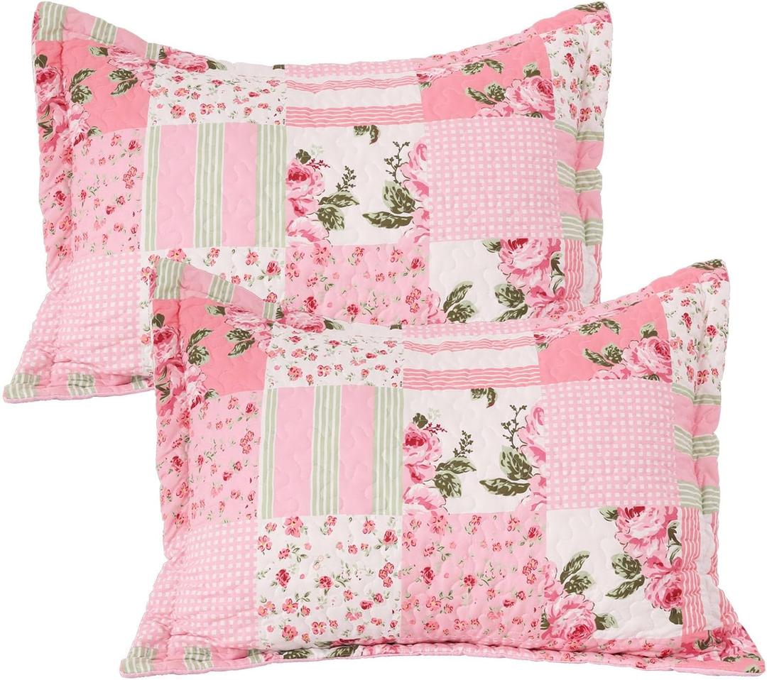 Floral Printed Pillow Covers 2 Pack,Super Soft Envelope Closure Pillow Sets,No Insert,Decorative Quilted Pillow Shams for Bed Couch Sofa(Standard Size,20"x26")