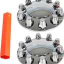 2PCS Front Wheel Covers Hub Axle Semi Plastic ABS Chrome Pair 33mm Nut Covers