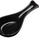 Ceramic Spoon Rests for Kitchen, Spoon Rest for Stove Top Countertop Utensil Rest Ladle Spoon Holder for Cooking Home Decor, Black Color