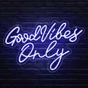 Good Vibes Only Neon Signs,Adjustable Brightness Blue Good Vibes Only LED Signs for Wall Decor, Cool Neon Lights Letters Light up Signs for Bedroom,Bar,Party, Salon Birthday,Christmas Gifts