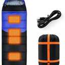 Macarrie Heated Sleeping Bag 5 Heating Zones Envelope Style Sleeping Bag 3 Adjustable Heating Levels Multi USB Power Supported Cold Weather Heated Pads for All Season Hiking Camping
