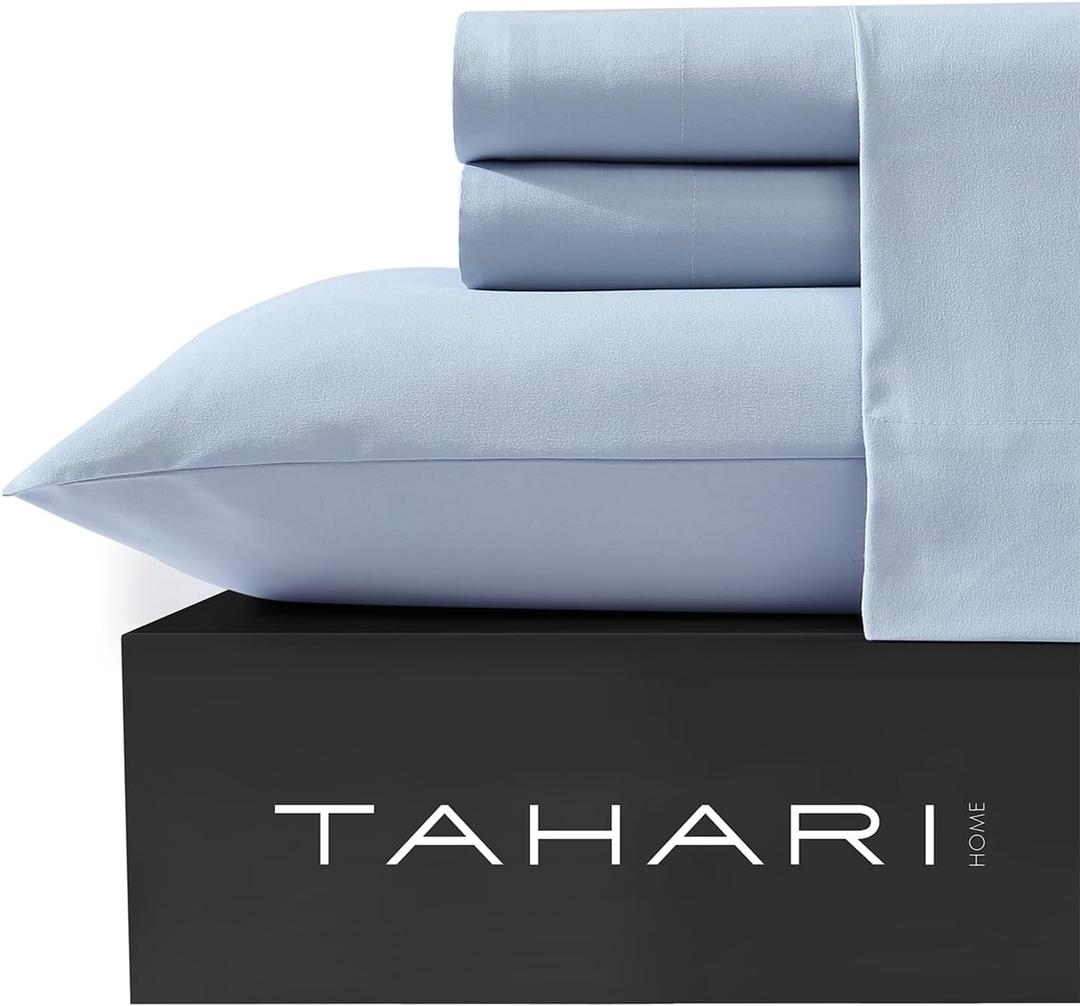 Tahari Home - Sheets, 6-Piece Sheet Set with Matching Pillowcases, Soft & Lightweight, Dorm Essentials, Comfy Home Decor (Solid Celestial Blue, King)