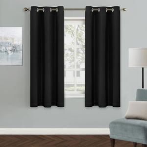 MYSKY HOME Grommet top Thermal Insulated Window Blackout Curtains, 42 x 63 Inch, Black, 1 Panel