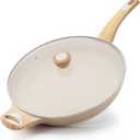 SENSARTE Ceramic Nonstick Frying Pan Skillet with Lid 12.5Inch Large Non Stick Non-toxic Healthy Kitchen Cooking Chef's Pan, Free of Intentionally Added PFOA/PFAS/PTFE, Induction Compatible