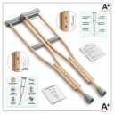 Adjustable Wooden Crutches – Lightweight Natural Wood Underarm Crutches with Comfort Foam Padding & Non-Slip Rubber Tips – Pair (Standard Adult)