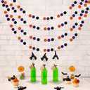 3 x GCQQ 2Packs Pompom Garland Black Orange Purple White 1.2" Large 60 Pom Pom Felt Ball Garlands 16.4Ft No DIY Halloween Garlands for Home School Fall Party Decor