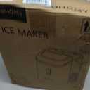 EUHOMY Nugget Ice Maker Countertop with Handle, Ready in 6 Mins, 34lbs Per Day, Removable Top Cover, Auto-Cleaning, Portable Sonic Ice Maker with Basket and Scoop, for Home/Party/RV/Camping (Black)