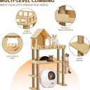 Wood Cat Tree for Automatic Litter Box, 60.2 Inch Tall Modern Cat Tree Tower with Litter Box Enclosure, Multi-Level Wooden Cats Tower Furniture with Scratching Posts, Condo House for Indoor Cats C3