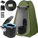 Clirass Camping Toilet with Pop Up Privacy Tent,Portable Outdoor Folding Potty,Shower Tent Dressing Room with Carry Bag for RV Travel,Truck,Beach,Fishing, 47.2" L x 47.2" W x 74.8" H