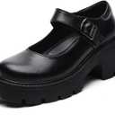 Mary Jane Shoes Women Platform Mary Janes for Women Round Toe Chunky Heels Women's Pumps Fashion Classic Comfortable Dressy Business Casual Shoes Dress Shoes (7.5, Black)