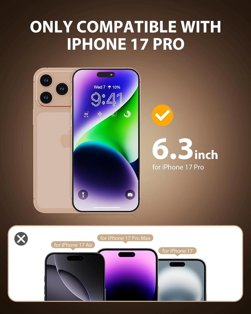 PDDKISS Compatible for iPhone 17 Pro Privacy Screen Protector 6.3 Inch, Purple Gradient Anti Spy Anti Blue Light HD Tempered Glass Easy Installation