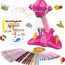 Hoarosall Drawing Projector for Kids, Art and Craft Kit, Toys for Girls Aged 3+, Drawing Supplies, Including Colored Pencils, Crayons, Coloring Books, Gift for 3+ Year Old Girls (Rose Red)