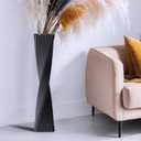 23.6" (60cm) Tall Black Floor Vase for Pampas Grass, Floor Vases for Modern Geometry Decor - Minimalist Skinny Unique Shape Flower Vase for Farmhouse Entryway, Fireplace,Shelf